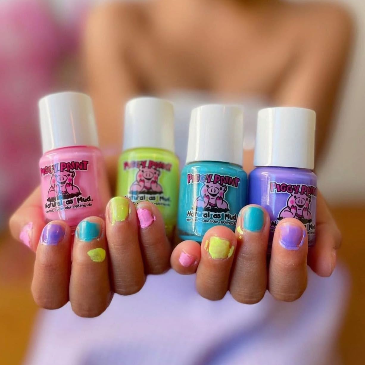 Piggy Paint basecoat and topcoat improve durability and shine.