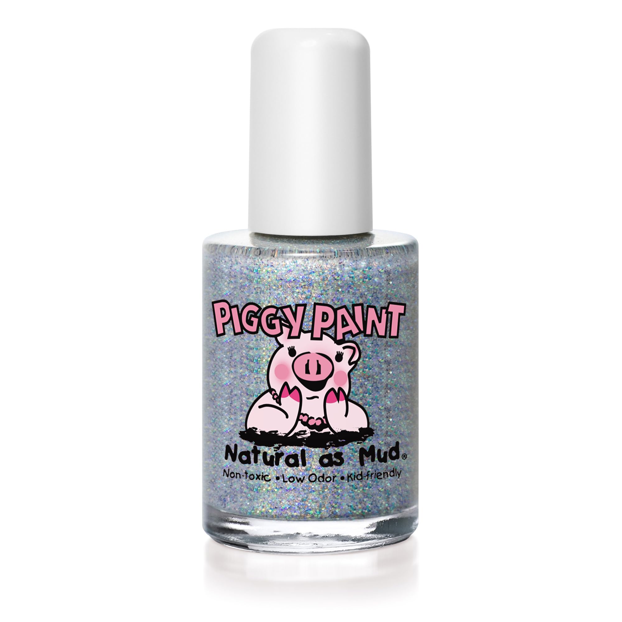 Piggy Paint Glitterbug bottle close-up shows kid-friendly sparkle and safe formula