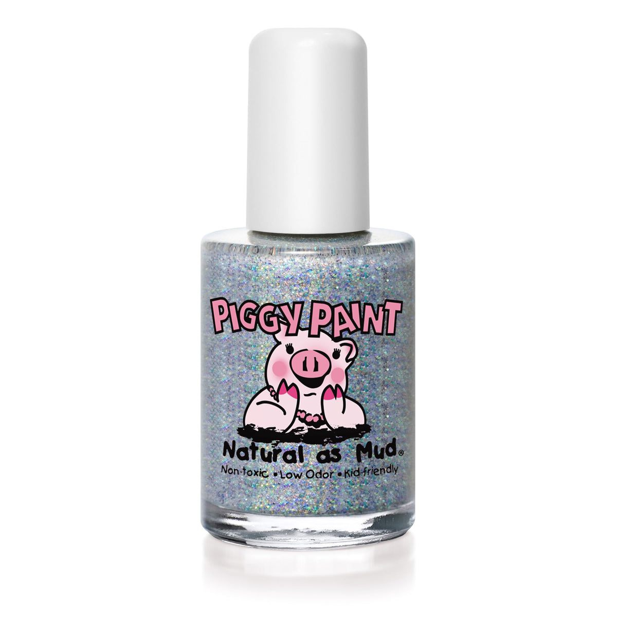 Piggy Paint Glitterbug bottle close-up shows kid-friendly sparkle and safe formula