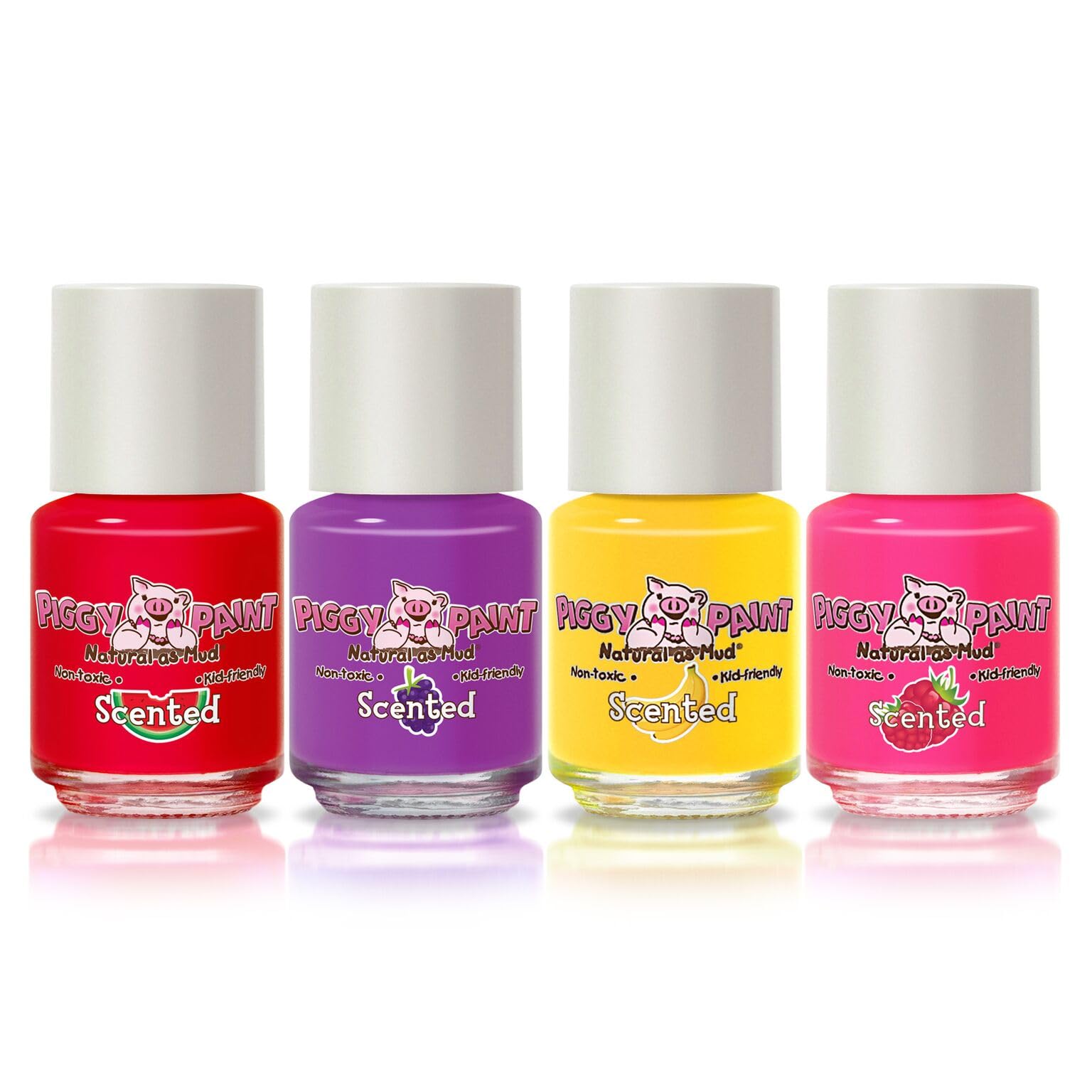 Piggy Paint bottle close-up showing 0.25 oz mini bottles for easy, mess-free use