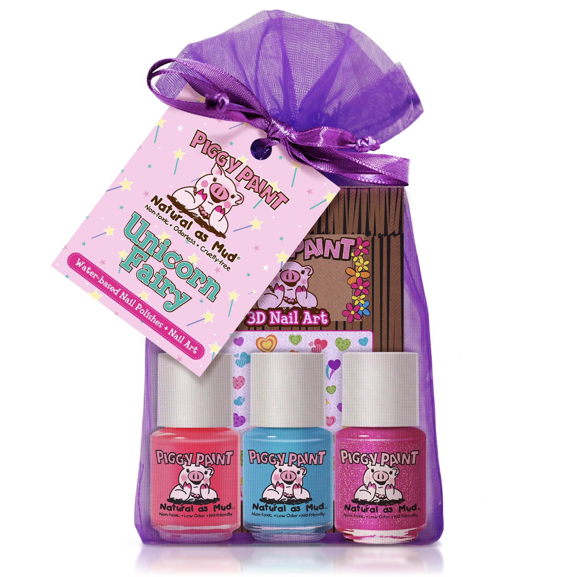 Piggy Paint Unicorn Fairy Gift Set Box showing kid-safe polishes for imaginative play.
