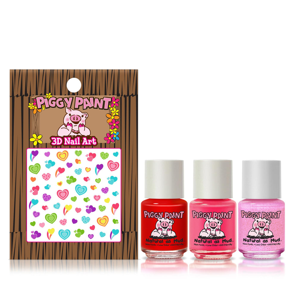 Piggy Paint water-based formula highlights odorless, safe nail time for kids.