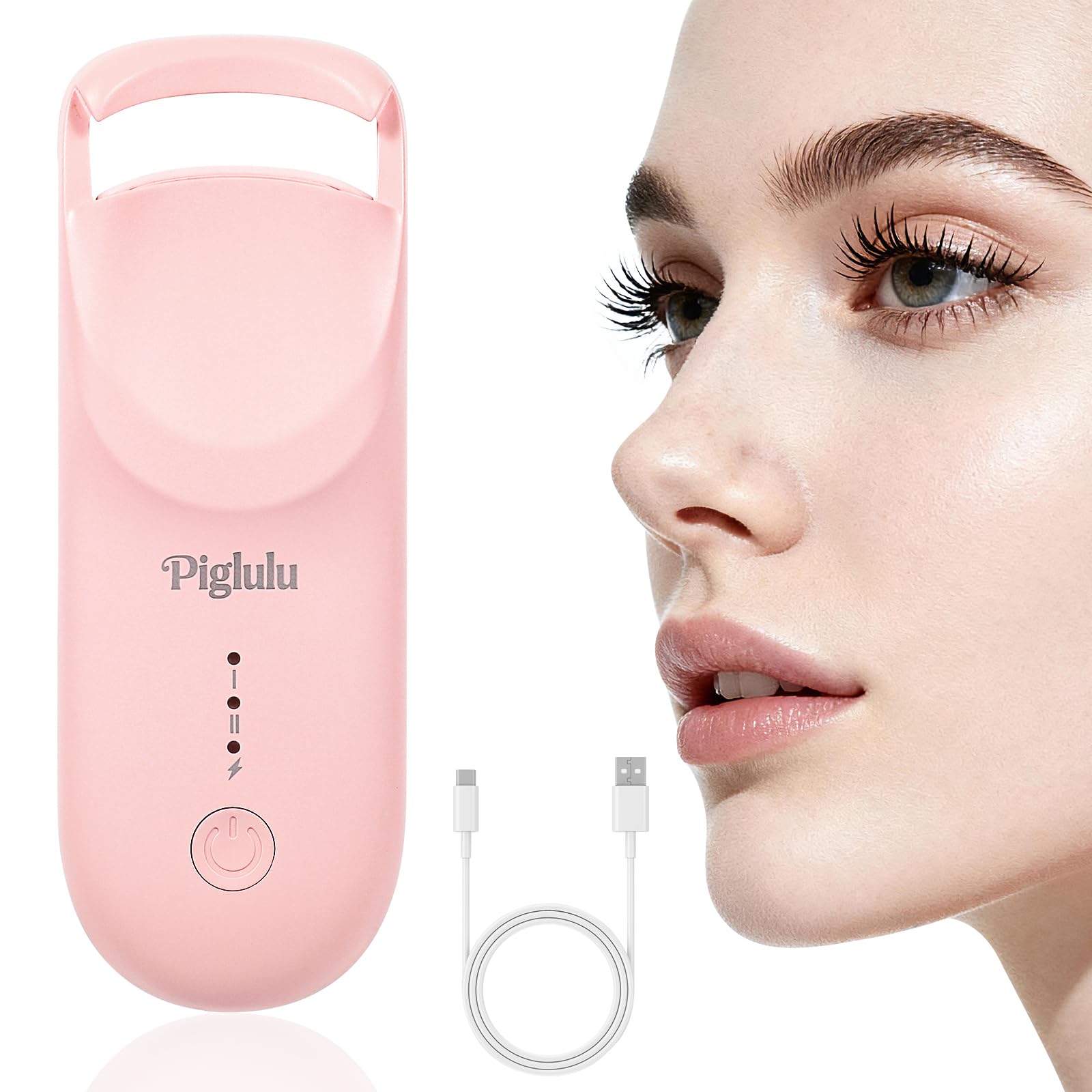 Piglulu heated eyelash curler quick-heat for fast morning lashes