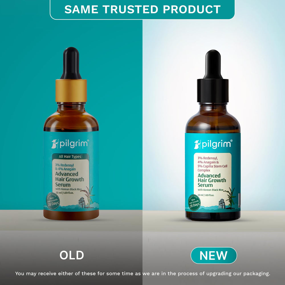 Pilgrim Hair Growth Serum application closeup emphasizing quick absorption and smooth finish