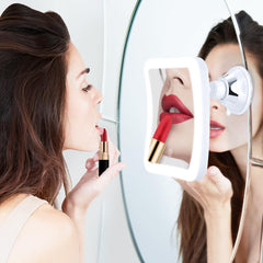 PIMPLEGO magnifying mirror tilted 180 degrees for comfortable makeup viewing