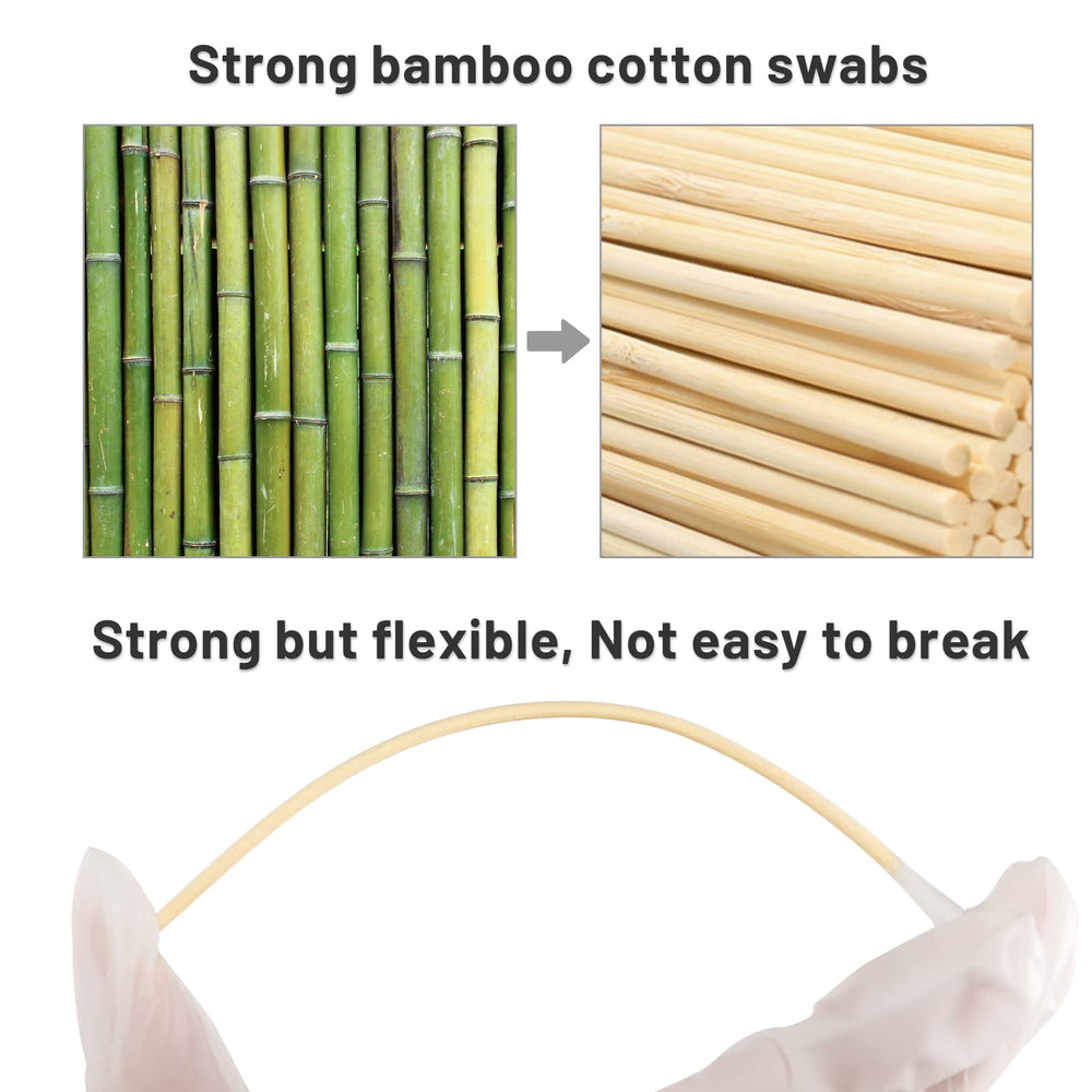 PINGMIC long 6inch cotton swabs close-up tips show tight cotton coverage