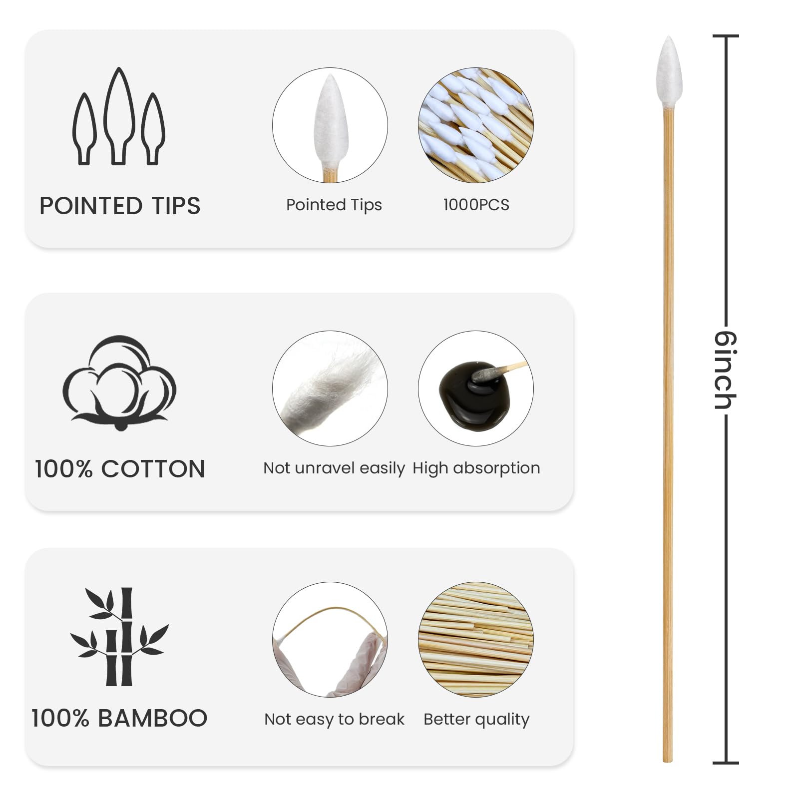 PINGMIC long cotton swabs demonstrate high absorption for grime and moisture.