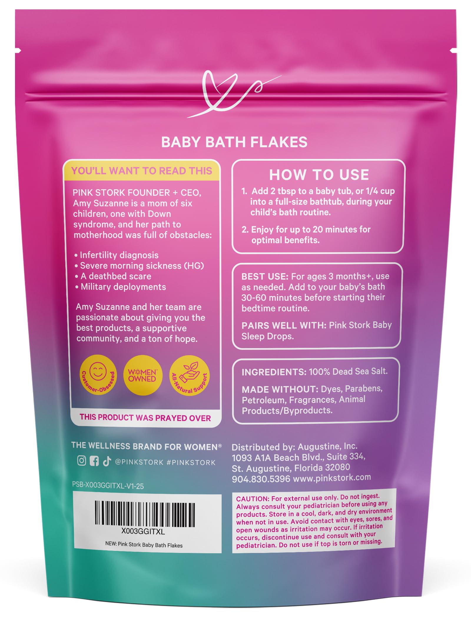 Pink Stork Baby Bath Flakes bedtime-routine scene with calm toddler