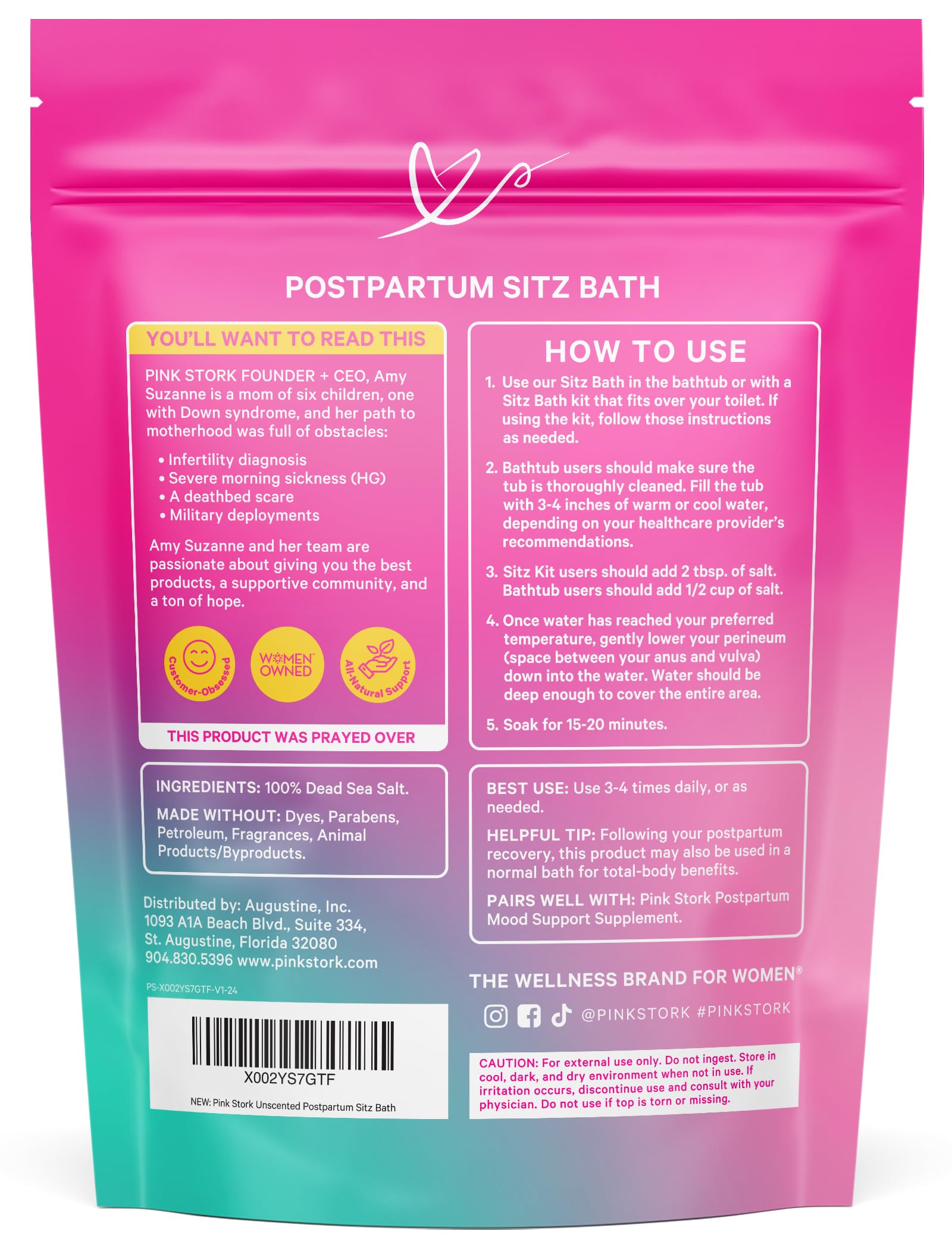 Pink Stork perineal care focus image showcases spa-like relaxation during recovery.