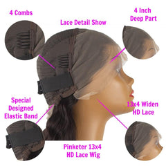 Pinketer Deep Wave Lace Front Wig closeup baby hair detail for natural framing