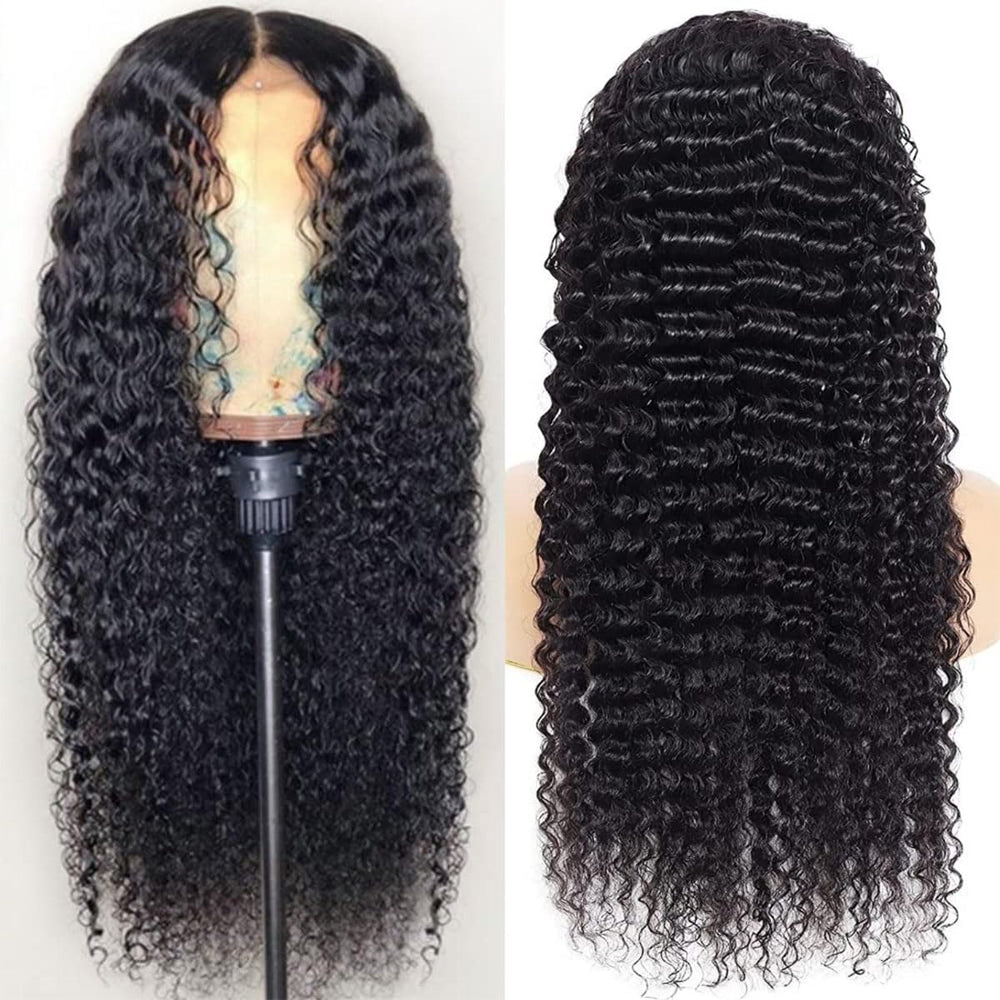 Pinketer Deep Wave Lace Front Wig side view highlights seamless blend with baby hair