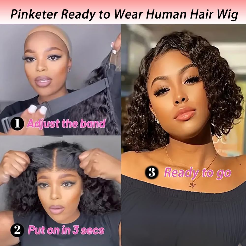 Pinketer Wear and Go Bob Wig pre-cut lace speeds up easy installation