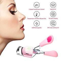 Pinkiou heated eyelash curler blue mode handles thick lashes with lift.