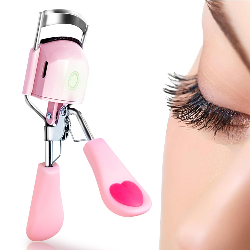 Pinkiou heated eyelash curler in compact design for quick, safe curls while traveling.