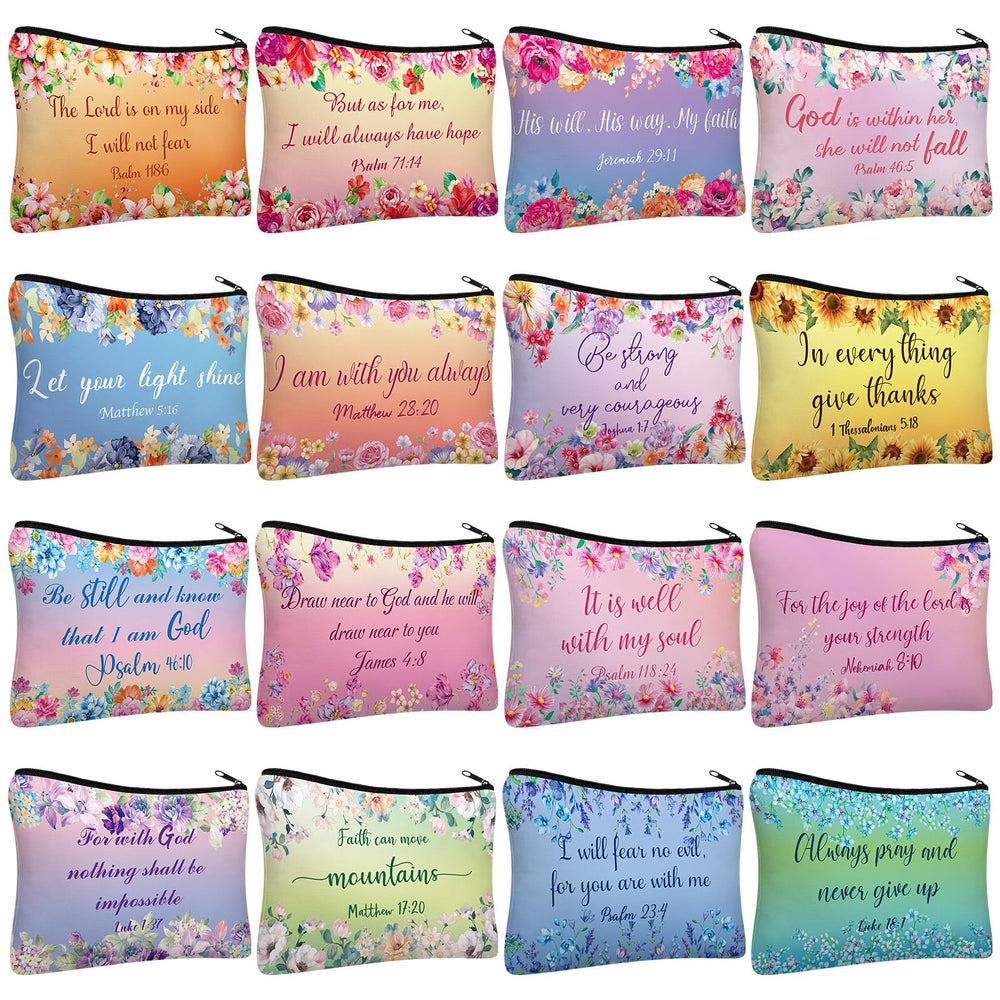 Pinkunn bible-verse-canvas-makeup-bags bright designs for daily organization.