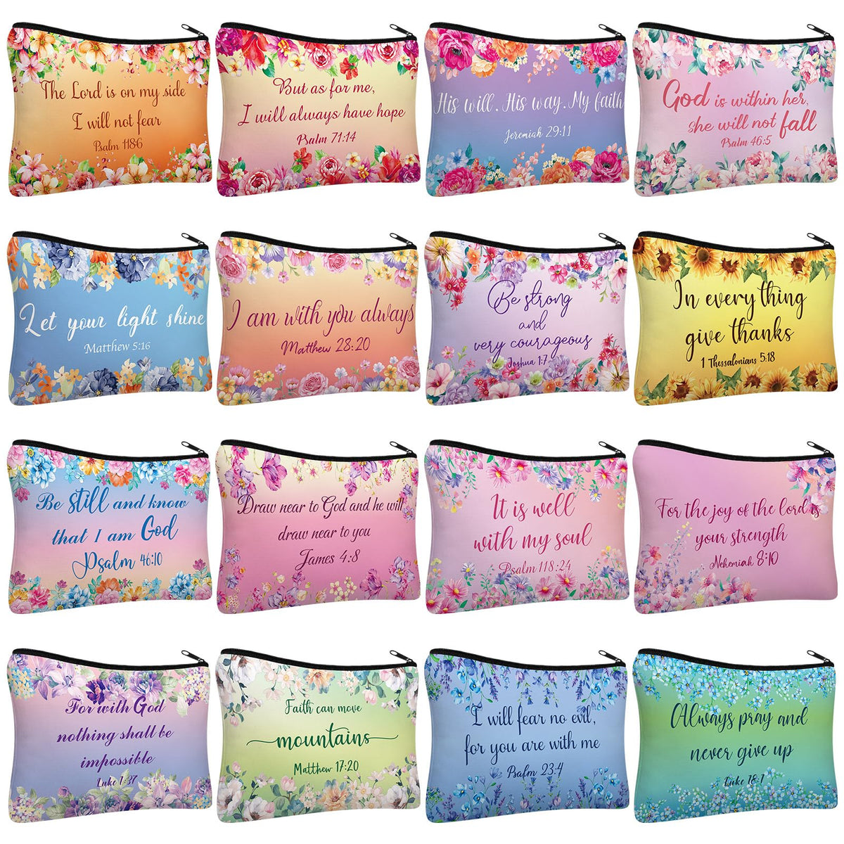 Pinkunn bible-verse-canvas-makeup-bags bright designs for daily organization.