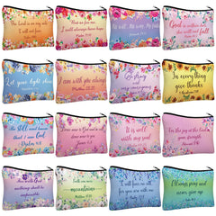 Pinkunn bible-verse-canvas-makeup-bags bright designs for daily organization.