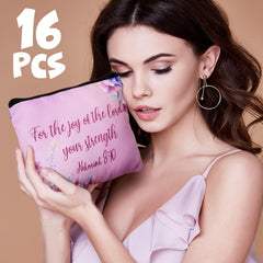 Pinkunn canvas-makeup-pouch-with-zipper holds lipsticks and small essentials.