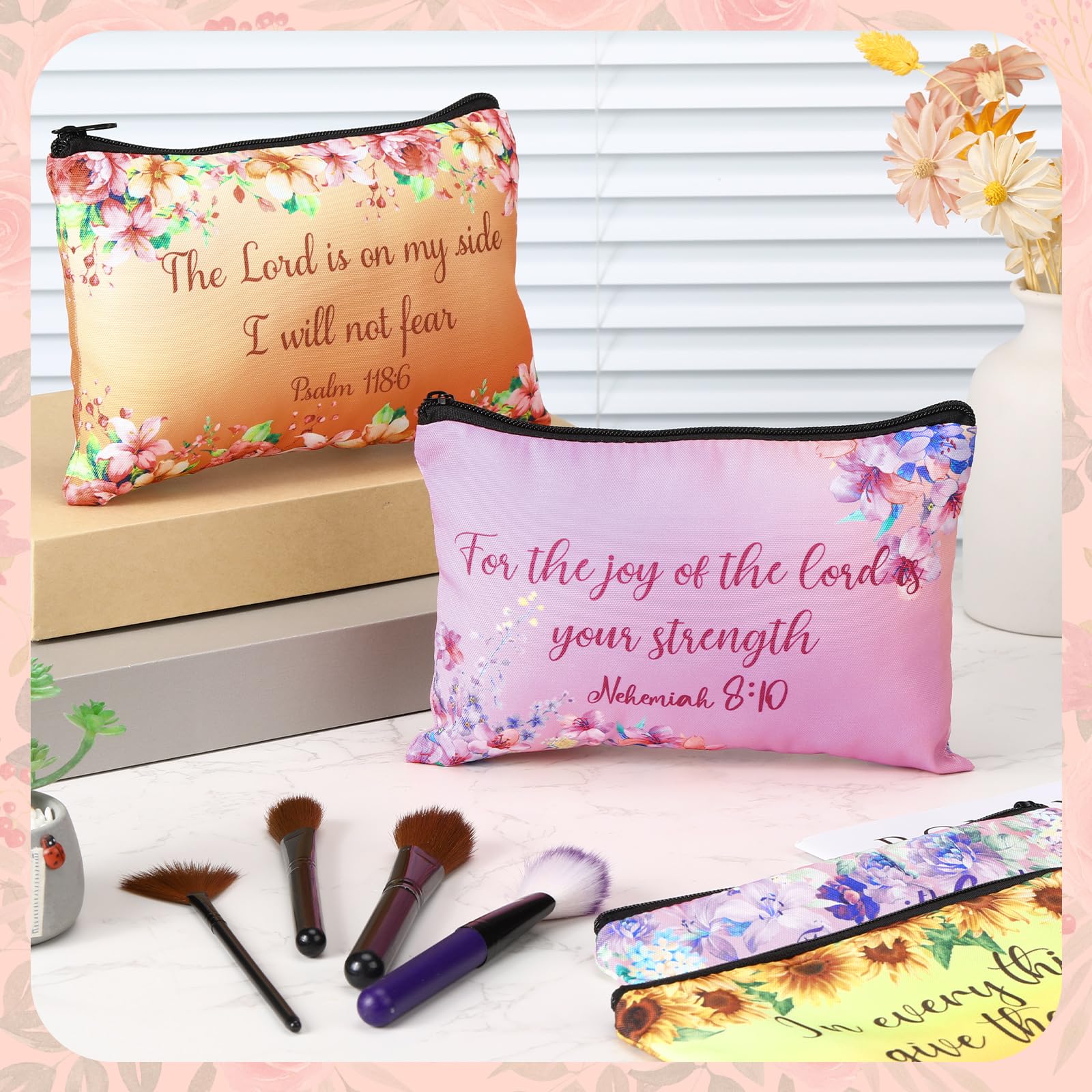 Pinkunn inspirational-bible-verse-cosmetic-bags vivid artwork ideal for gifting.