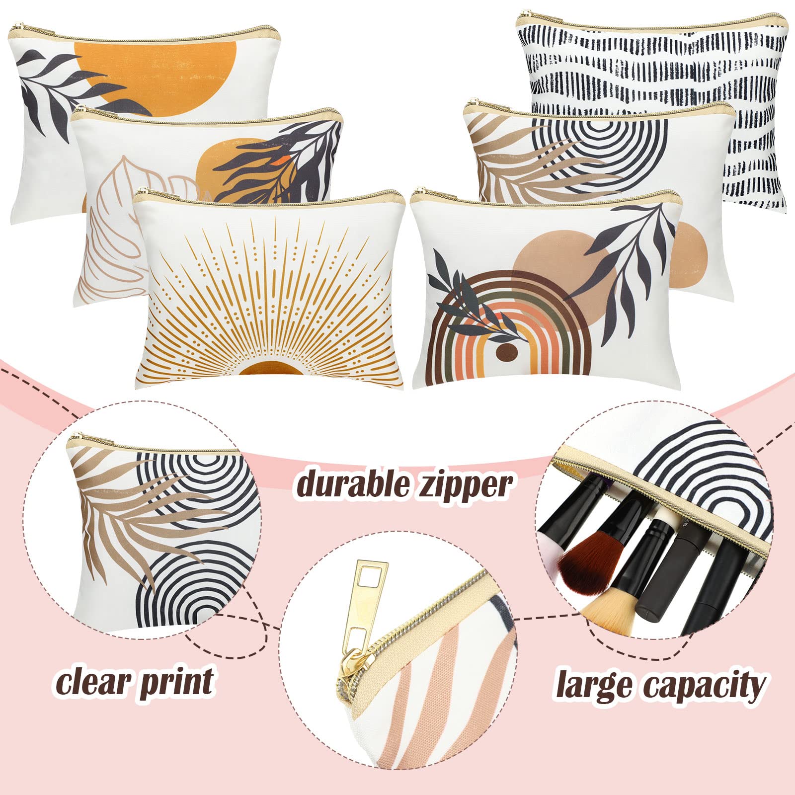 Pinkunn large zipper cosmetic bag keeps items neatly organized.