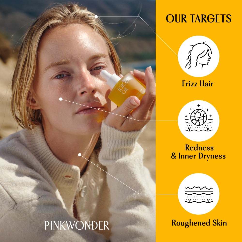 PINKWONDER Bergamot-infused Jojoba Oil bottle with citrus aroma for massages.