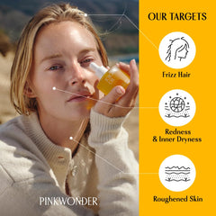 PINKWONDER Bergamot-infused Jojoba Oil bottle with citrus aroma for massages.