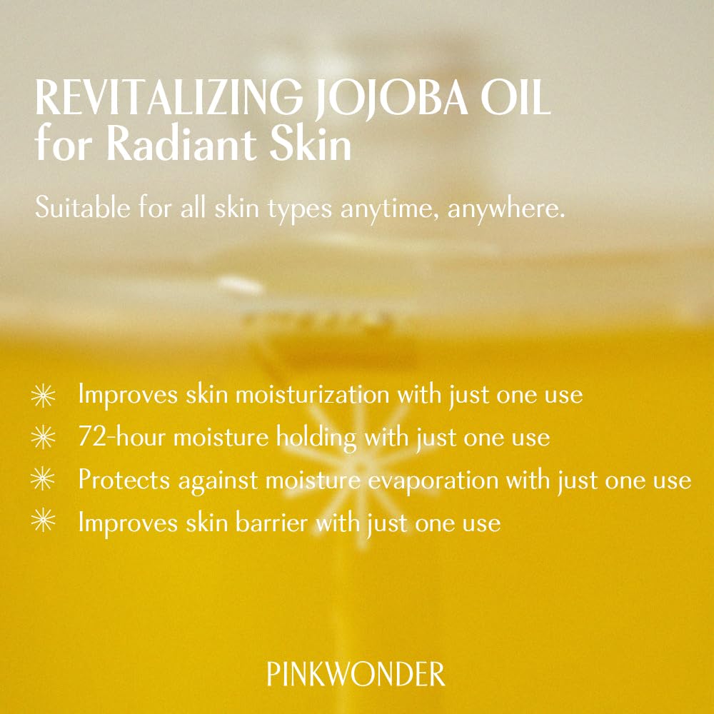 PINKWONDER Jojoba Oil on hair ends for shine and nourishment.