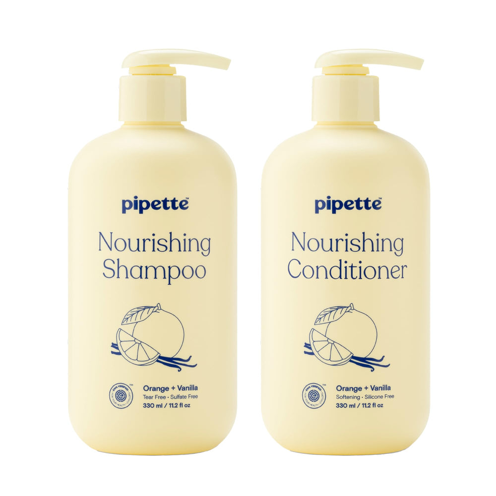 Pipette Nourishing Shampoo bottle pour illustrating gentle cleansing for kids