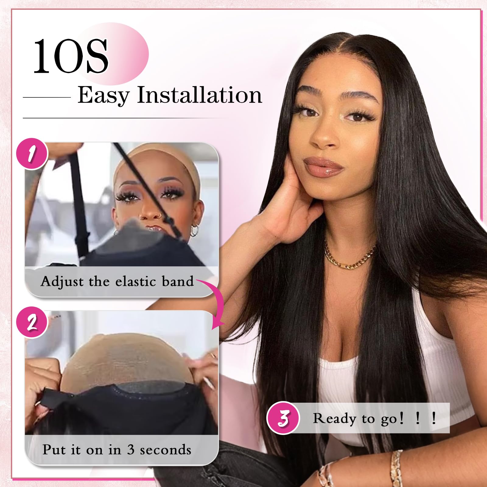 PISRY Wear and Go Glueless Wigs 3D dome cap provides breathable comfort.