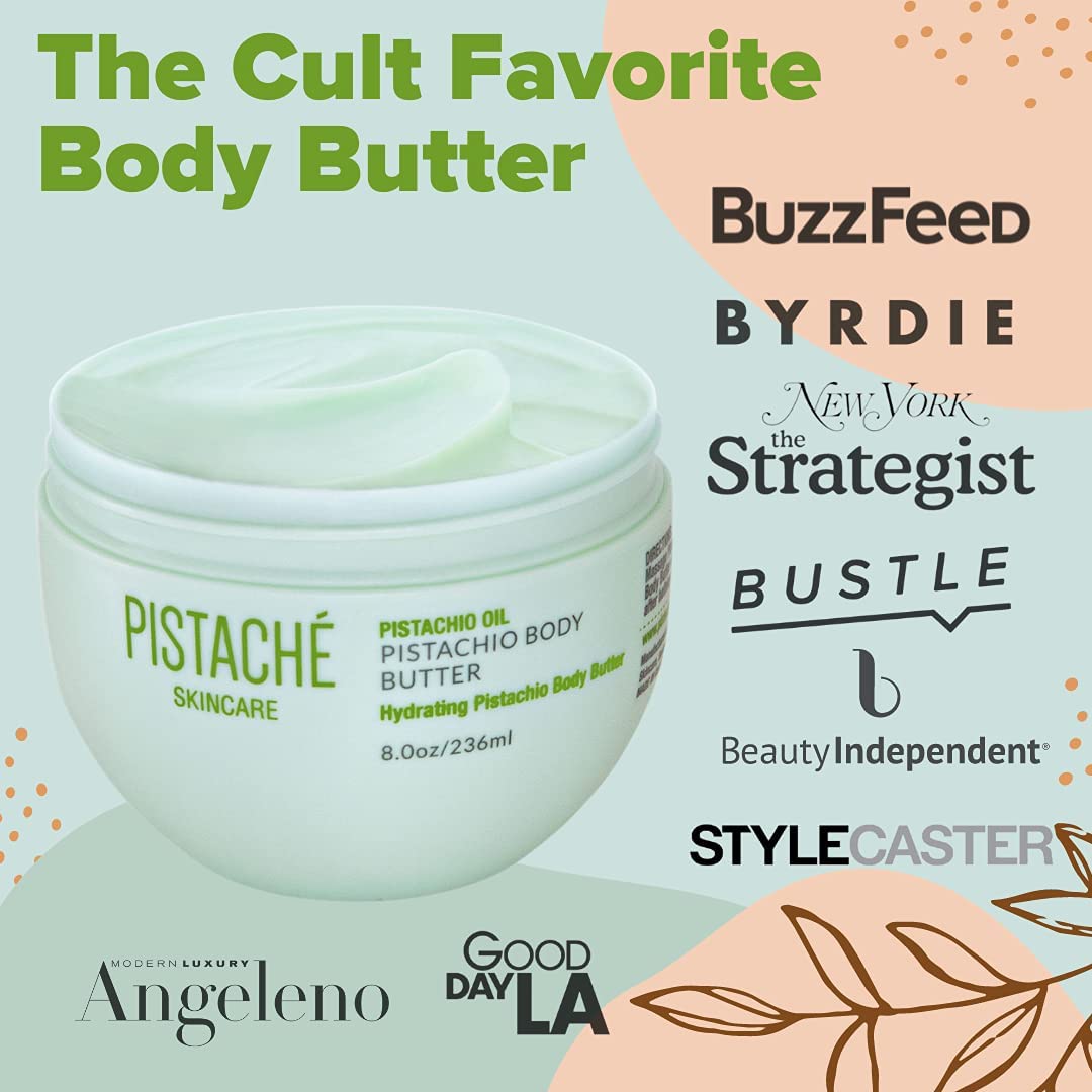 Pistaché Skincare pistachio oil whipped body butter texture closeup shows fluffy non-greasy finish