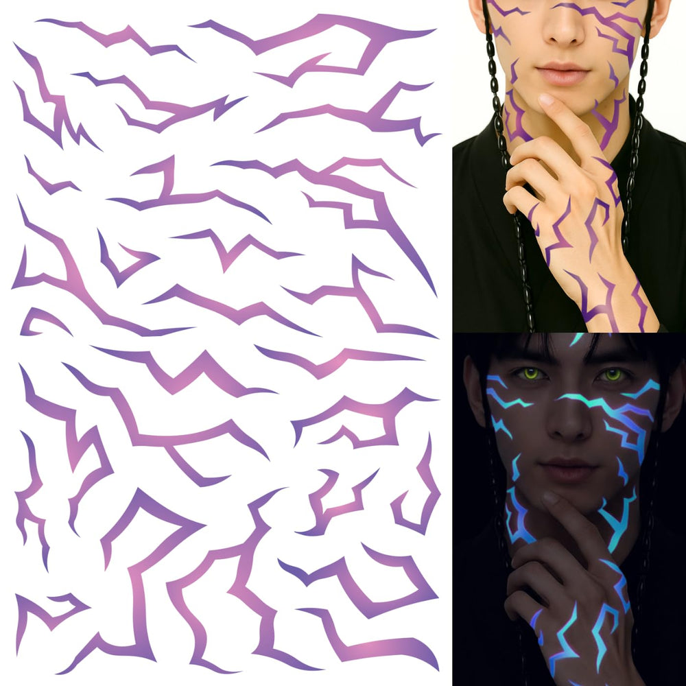 Pixel Hearts UV glow pattern tattoo glows for festival stage look