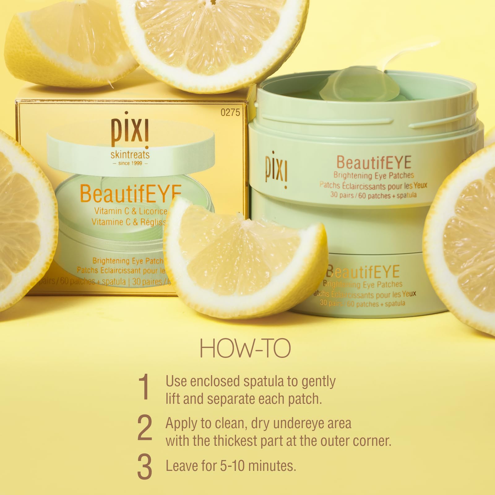Pixi BeautifEYE patch enriched with Vitamin C, Licorice, and Ginseng benefits.