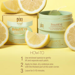 Pixi BeautifEYE patch enriched with Vitamin C, Licorice, and Ginseng benefits.