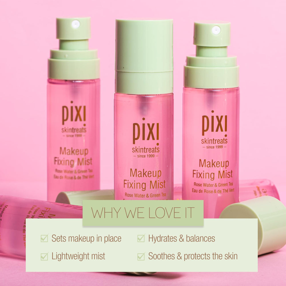 Pixi Beauty makeup fixing mist cruelty-free label signals ethical skincare choice.