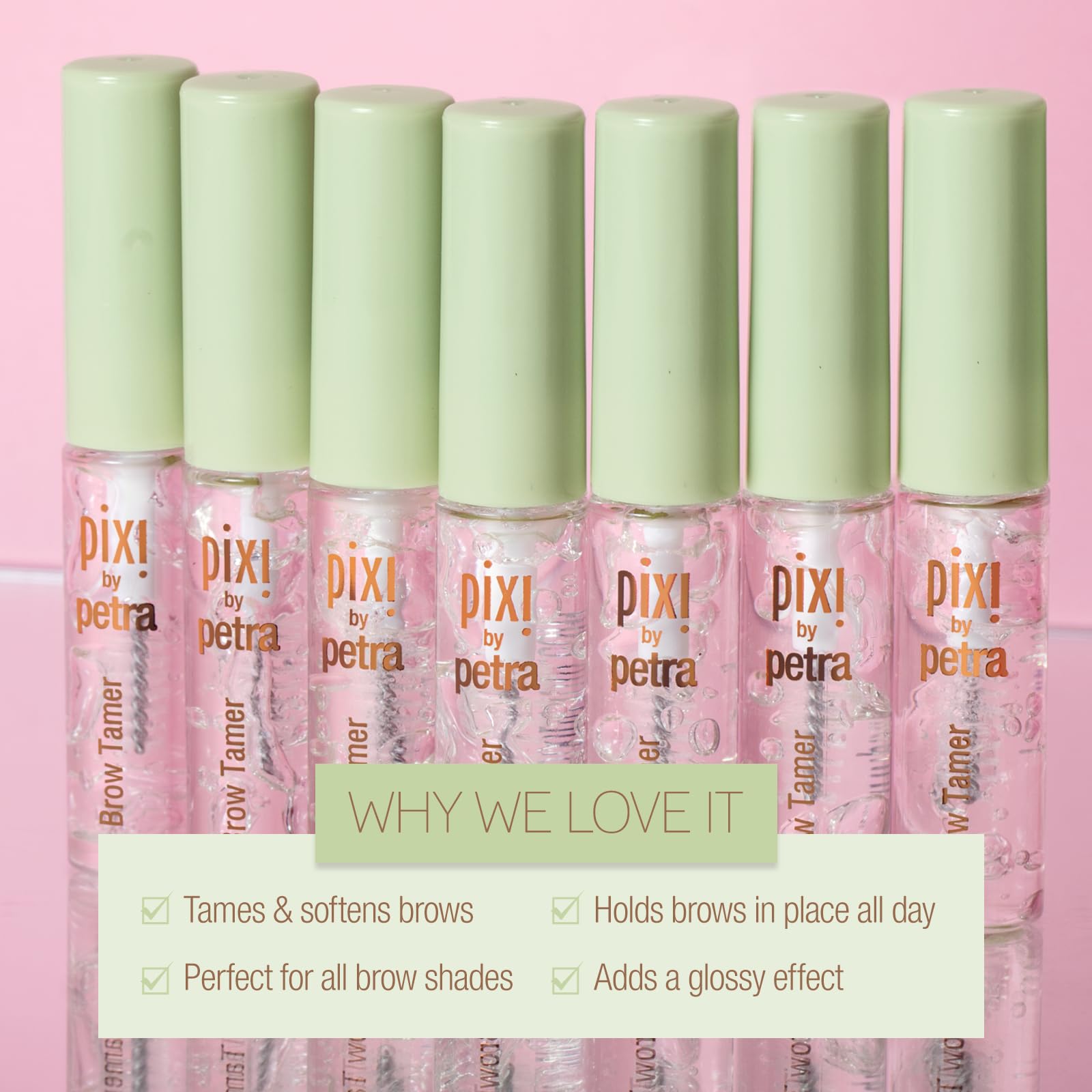 Pixi Brow Tamer finished brows with a soft natural look