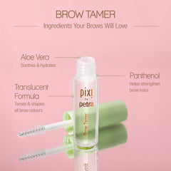 Pixi Brow Tamer swatch of clear gel with emphasis on translucence