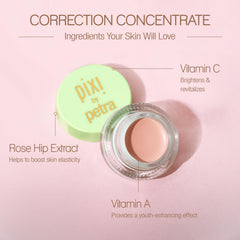 Pixi Correction Concentrate aplicador cremoso facilita cobertura precisa alrededor de ojos