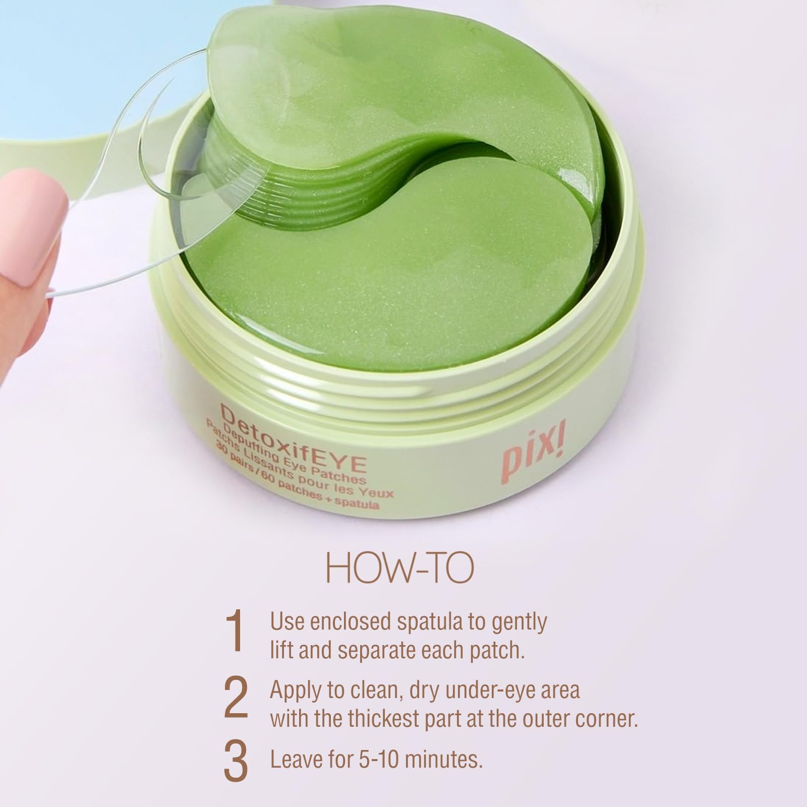 Pixi DetoxifEYE hyaluronic acid patches provide surface hydration and plump appearance