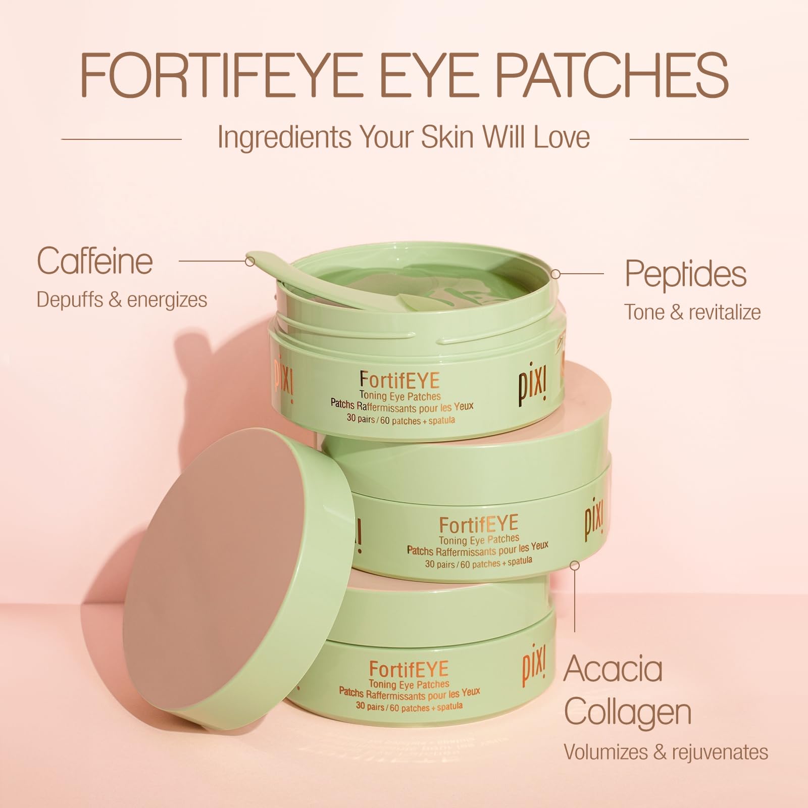 Pixi FortifEYE peptides-toning-action image suggests firming and revitalizing effect