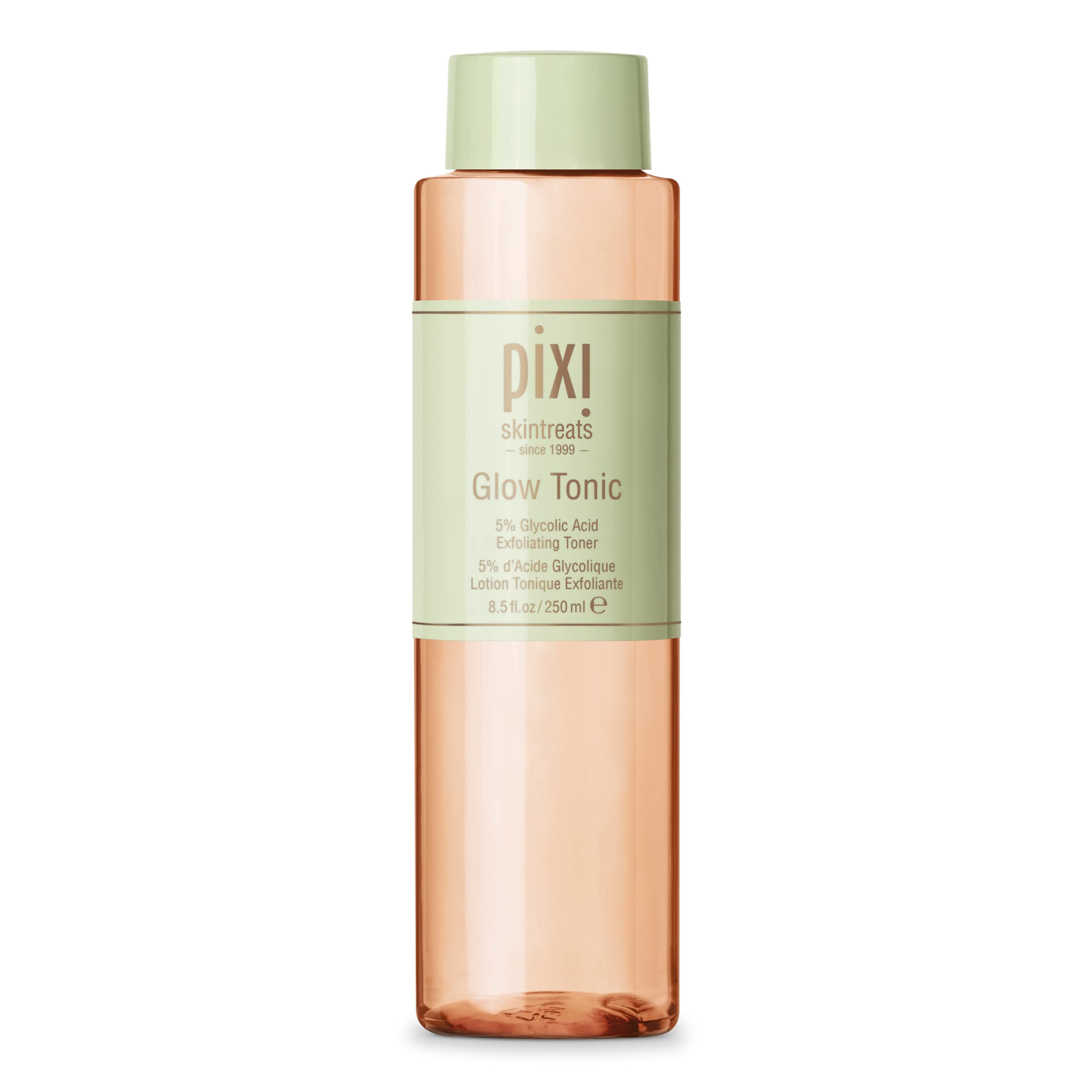 Pixi Glow Tonic bottle closeup highlighting glow-boosting exfoliation.