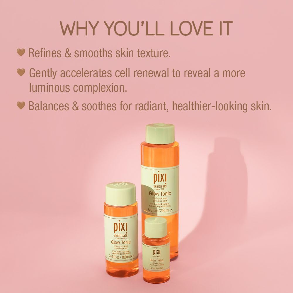 Pixi Glow Tonic cotton pad application demonstrating gentle toning
