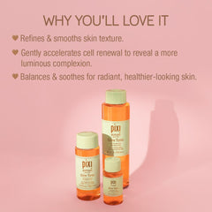Pixi Glow Tonic cotton pad application demonstrating gentle toning