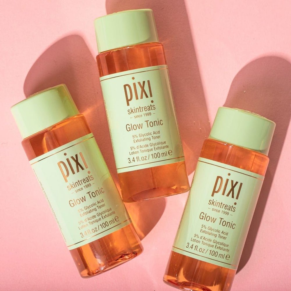 Pixi Glow Tonic skin applying scene suggesting improved product absorption