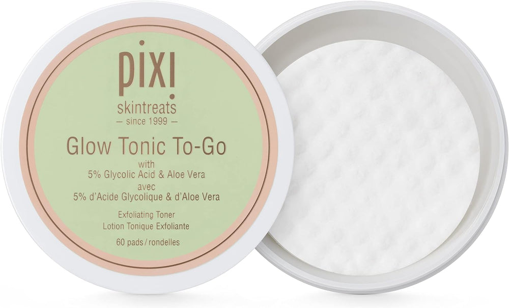 Pixi Glow Tonic to-Go bottle front for a brightening skincare routine.