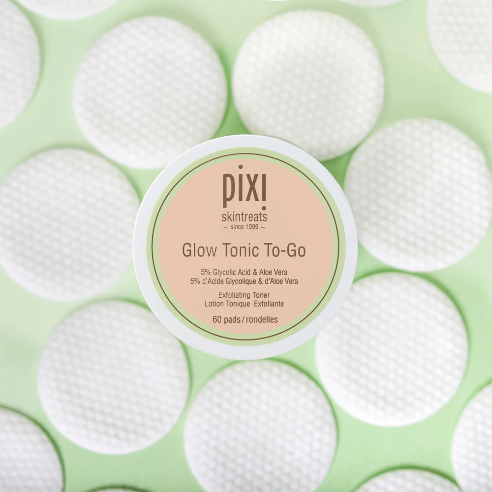 Pixi Glow Tonic to-Go pads pack for portable daily exfoliation.