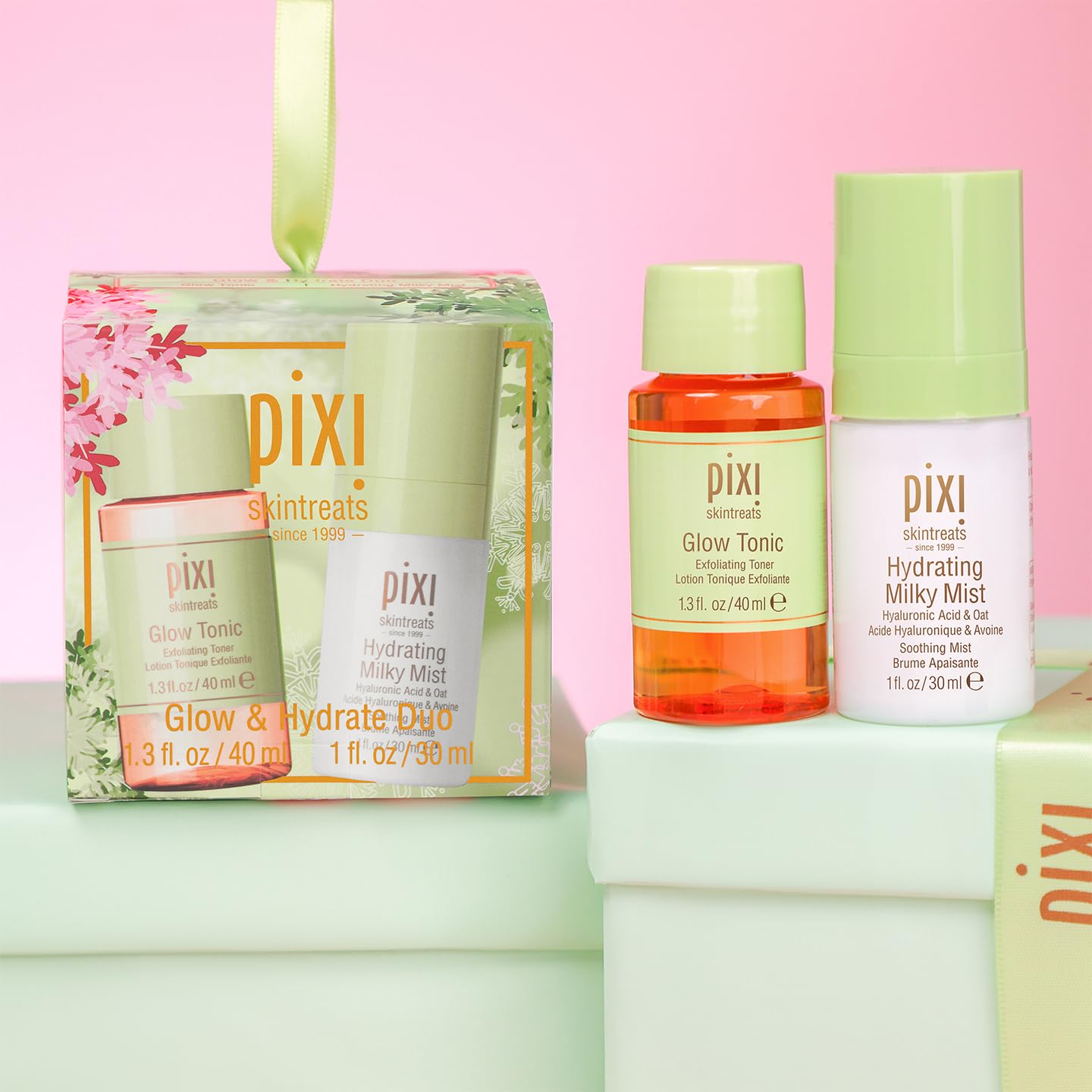 Pixi Hydrating Milky Mist spray misting soothing hydration on skin.