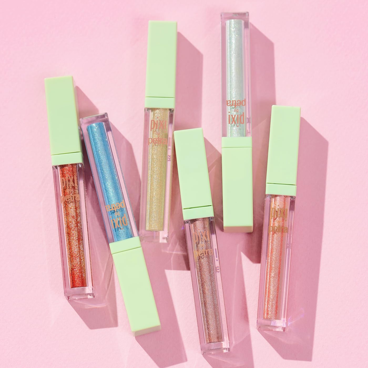 Pixi Liquid Fairy Lights Crystalline on lid delivers vivid sparkle for versatile layering.