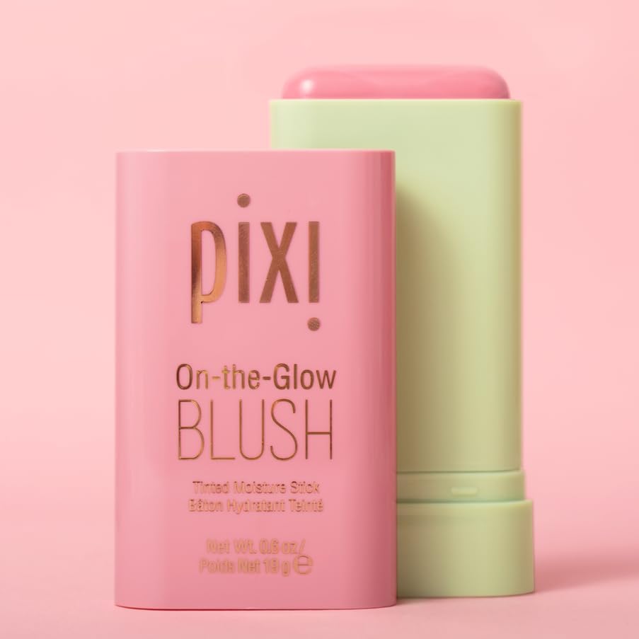 Pixi On-the-Glow Blush Fleur on lips adds tinted moisture