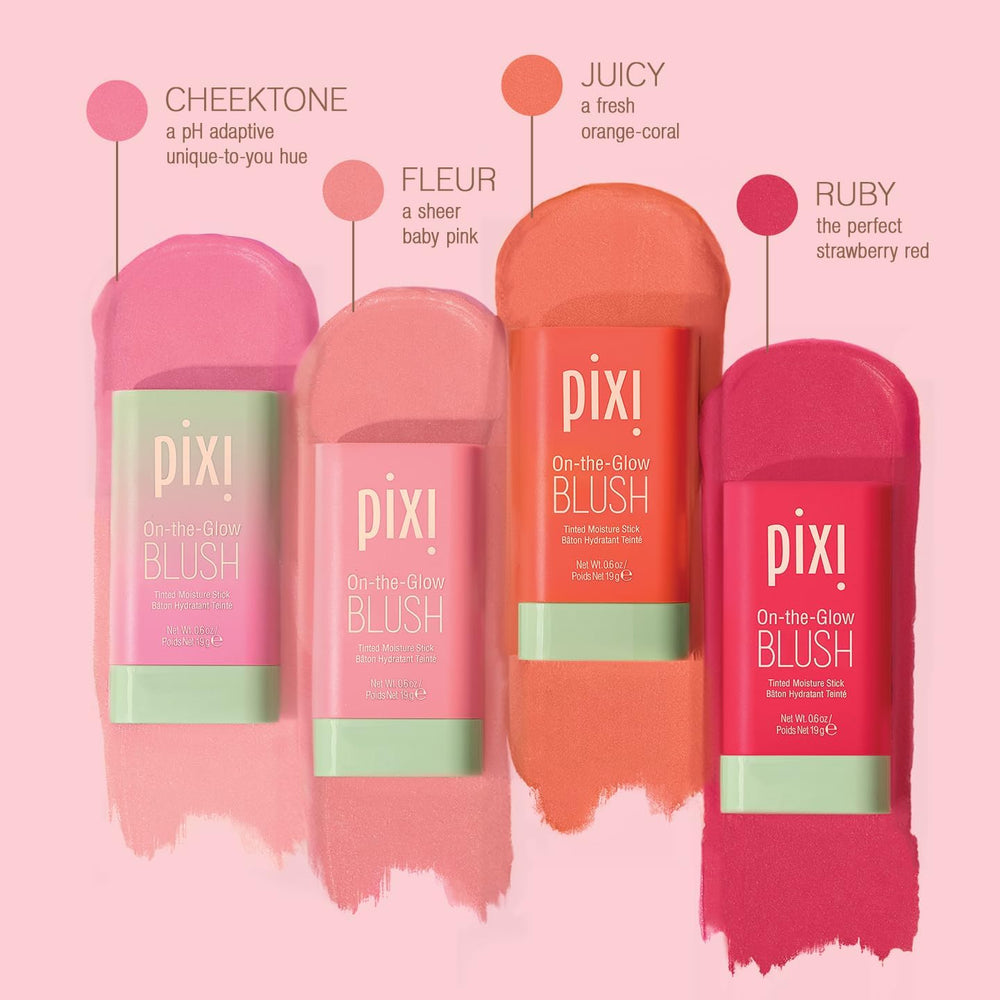 Pixi On-the-Glow Blush Ruby closeup-swatch reveals rich pigment and natural glow