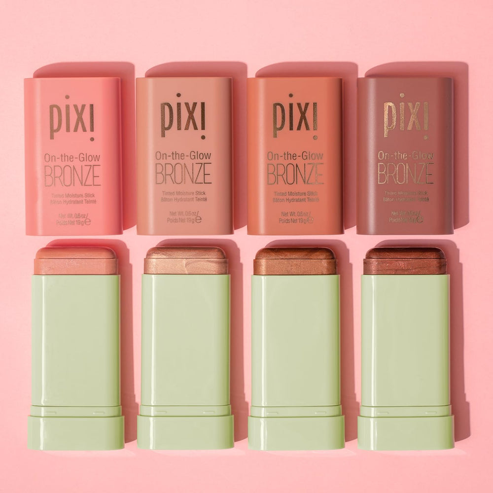 Pixi On-the-Glow Bronze SoftGlow lip tint provides hydrated color